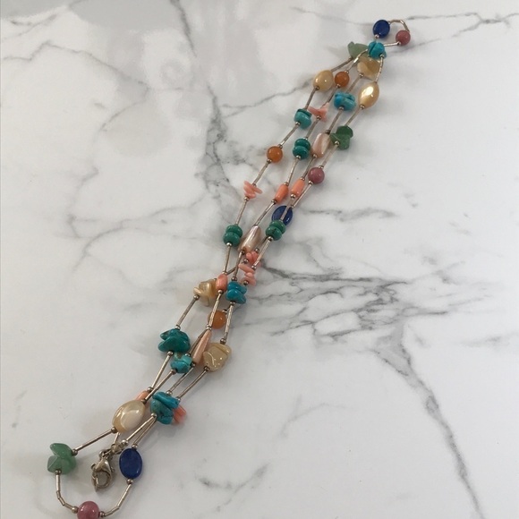 Fabulous 925 Liquid Silver Multi Gemstone Necklace - Picture 4 of 12